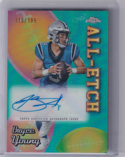Autographed Topps Chrome Auto Bryce Young football card 119/199 Carolina Panthers