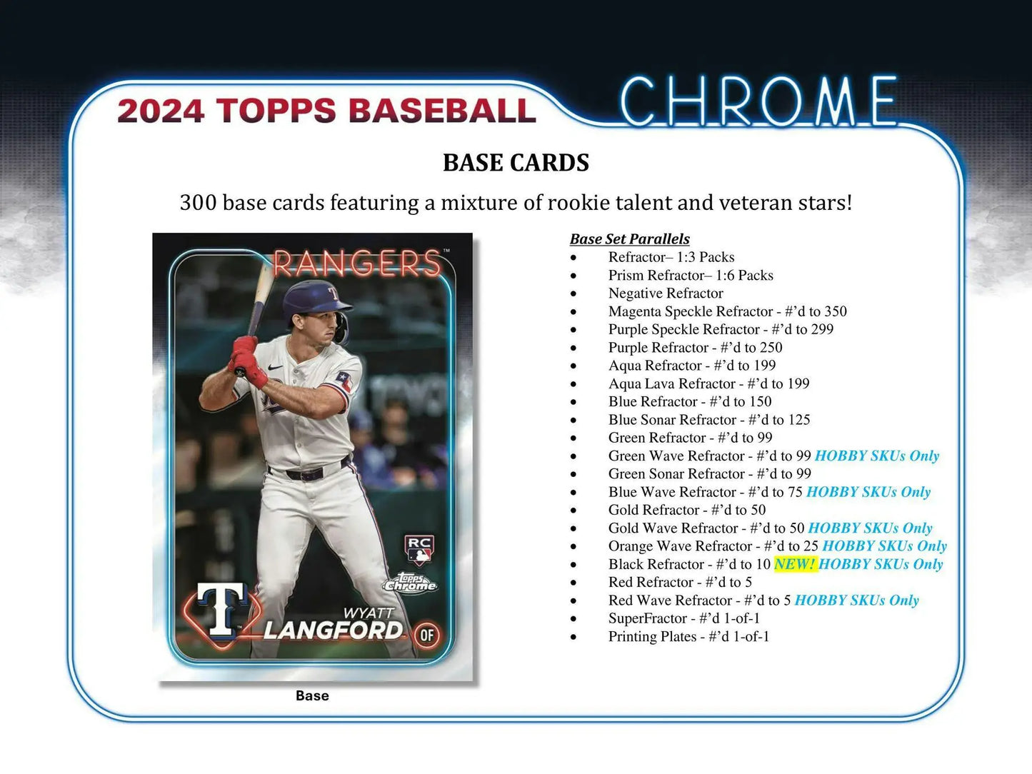 2024 Topps Chrome baseball card with red refractor and superfractor parallel inside Breakers Delight Box