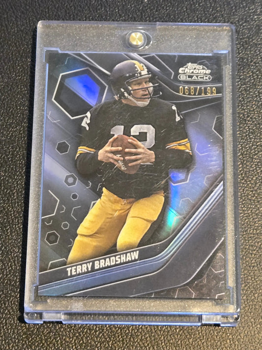 Tops Chrome Black Terry Bradshaw Refractor football card 068/199