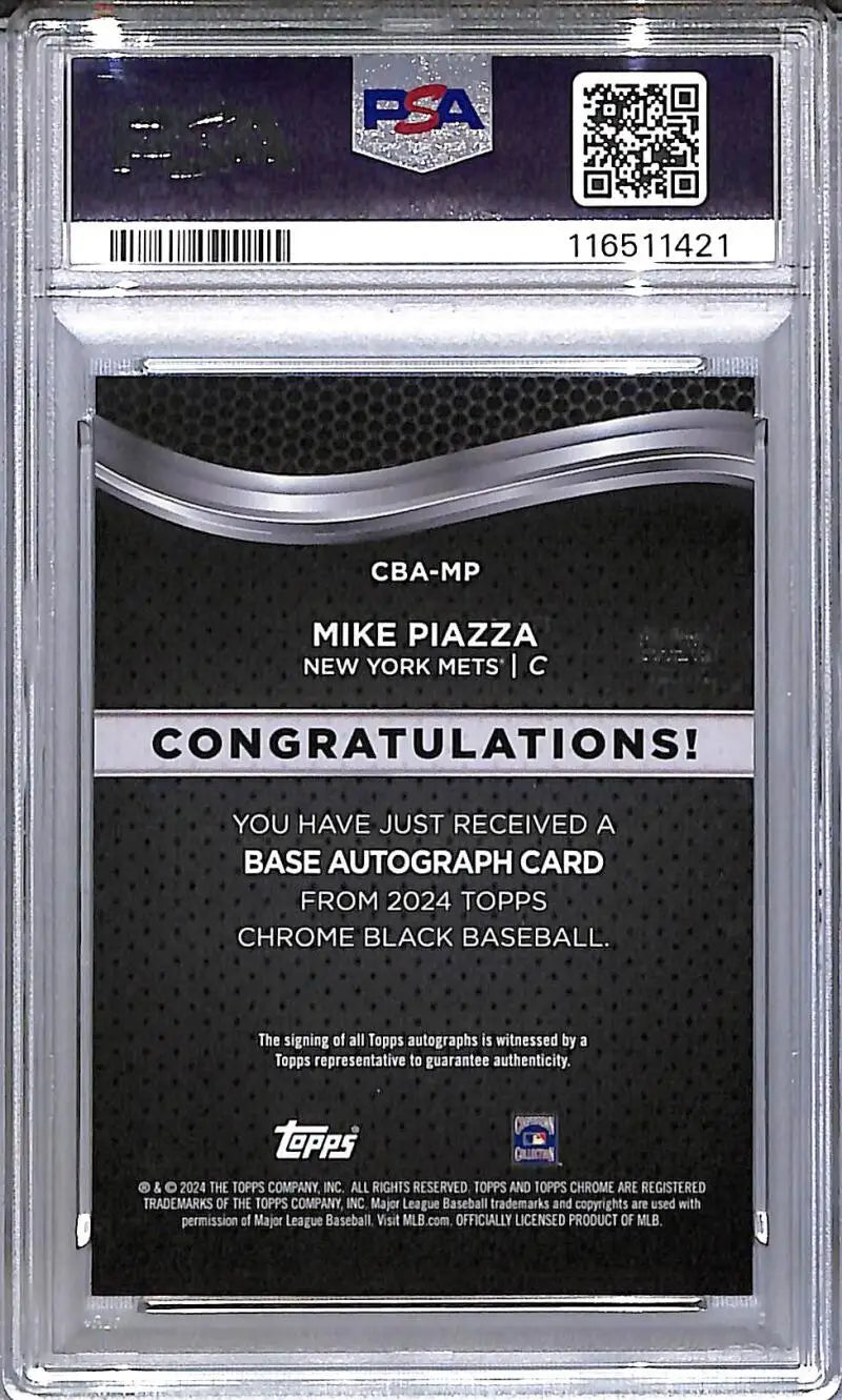 Graded Mike Piazza Topps Chrome Black baseball card PSA 10 GEM MINT New York Mets