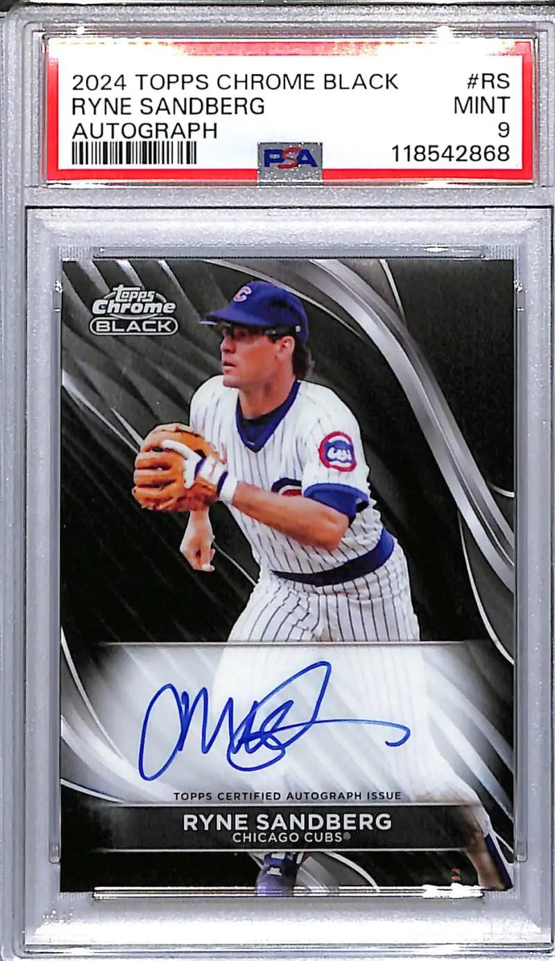 Ryne Sandberg Topps Chrome Black 2024 autographed baseball card PSA 9 MINT