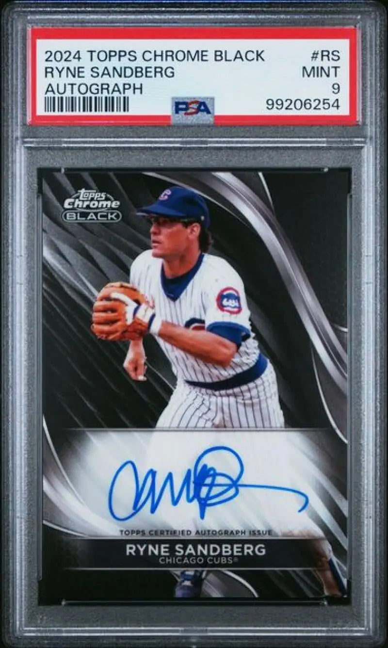 2024 Topps Chrome Black #CBA-RS Ryne Sandberg PSA 9 MINT Auto Chicago Cubs Baseball Card