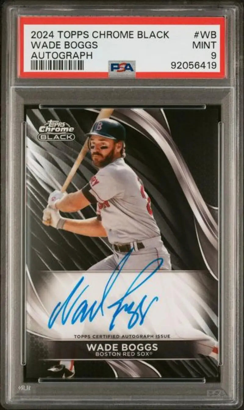PSA-graded 2024 Topps Chrome Black Wade Boggs Auto Boston Red Sox Baseball Card