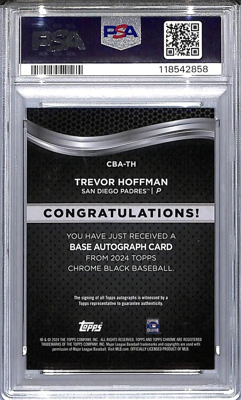 Trevor Hoffman 2024 Topps Chrome Black Green autograph redemption card PSA 8 NM-MT