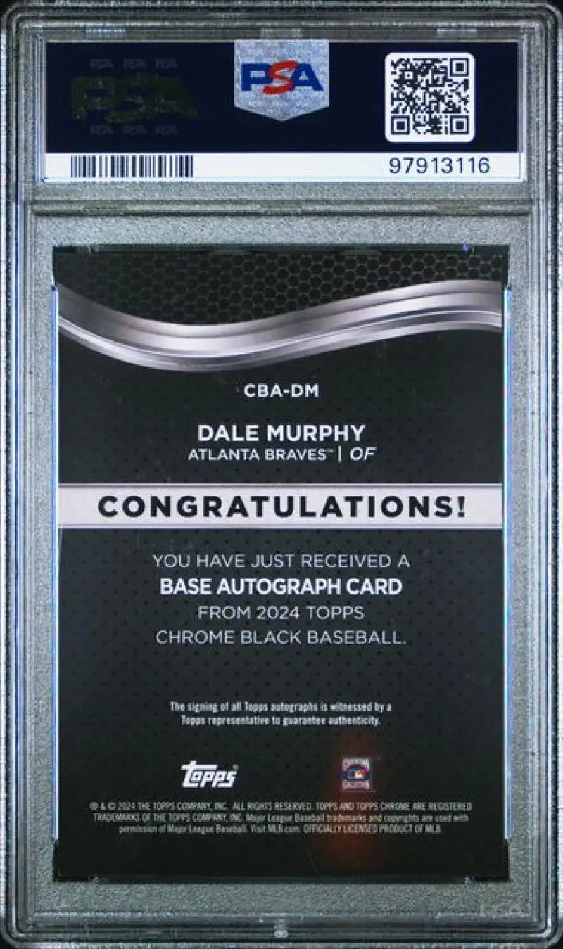 PSA-graded 2024 Topps Chrome Black Refractor Orange Dale Murphy Atlanta Braves card