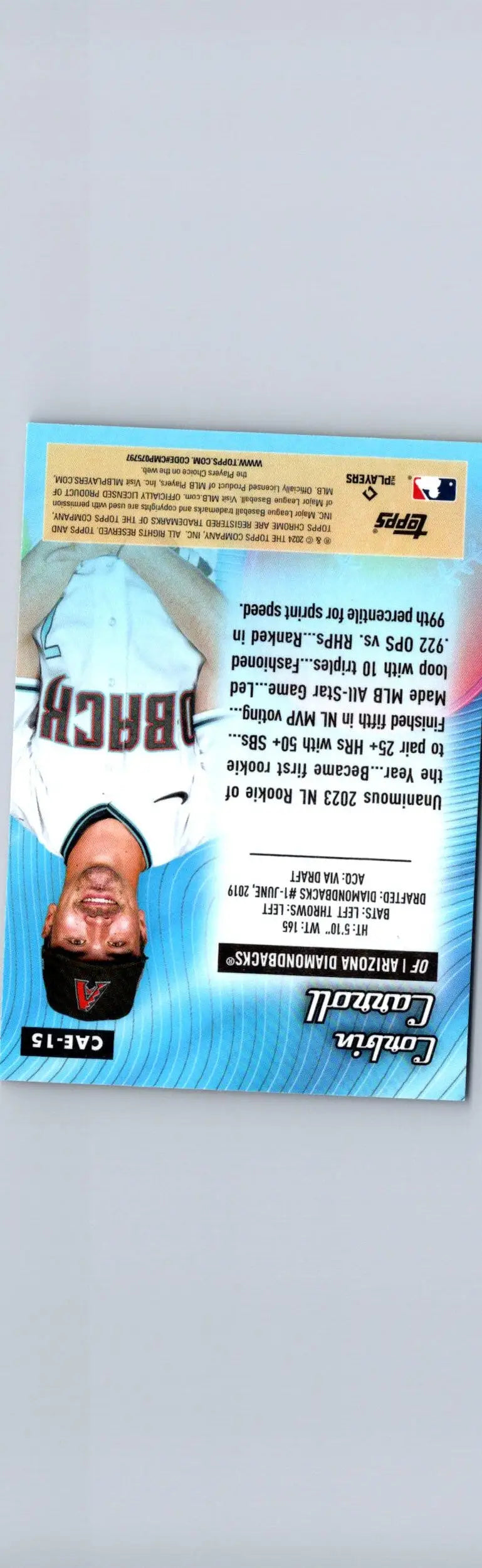 Corbin Carroll baseball card from 2024 Topps Chrome series featuring Carroll Chrome design