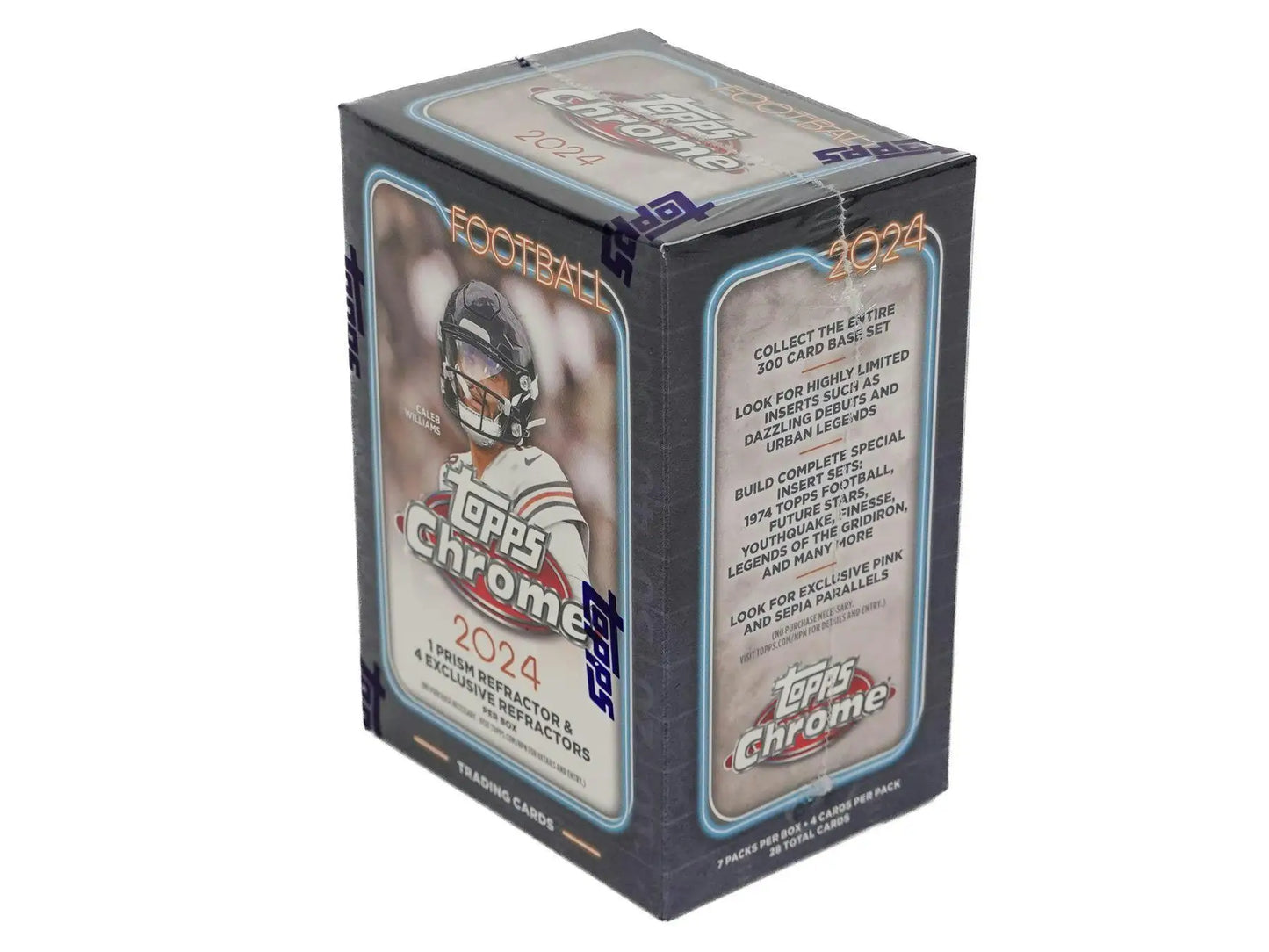 2024 Topps Chrome Football 7-Pack Blaster Box with pink and gold refractors