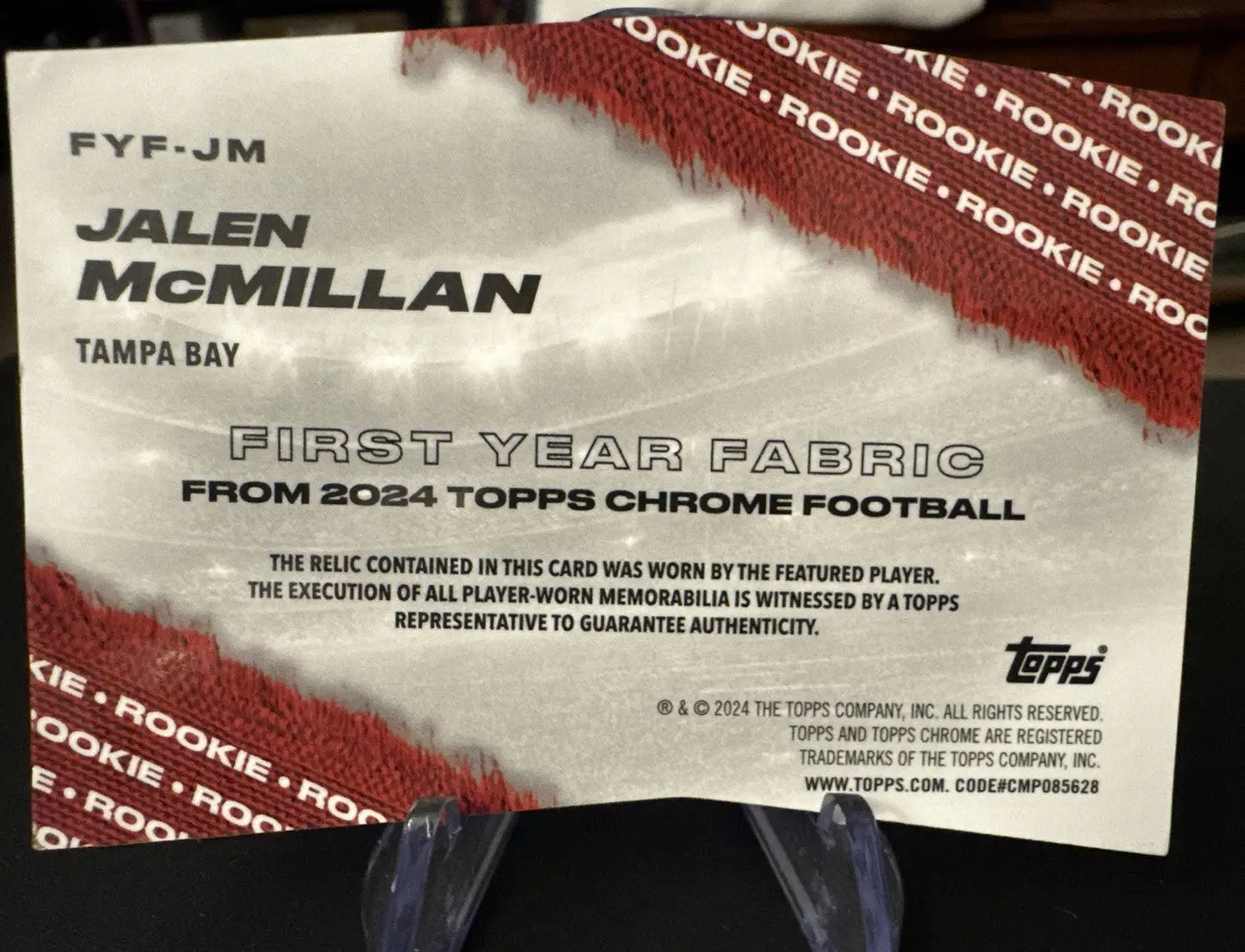 2024 Topps Chrome Jalen McMillan rookie football card with year fabric piece, limited 49/99