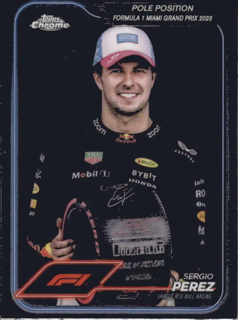 Sergio Perez Formula 1 trading card from 2024 Topps Chrome Oracle Red Bull Racing