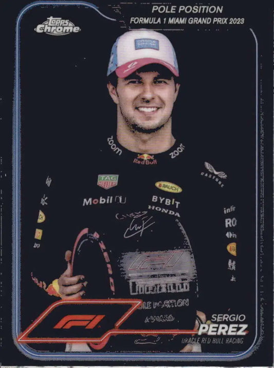 Sergio Perez Formula 1 trading card from 2024 Topps Chrome Oracle Red Bull Racing