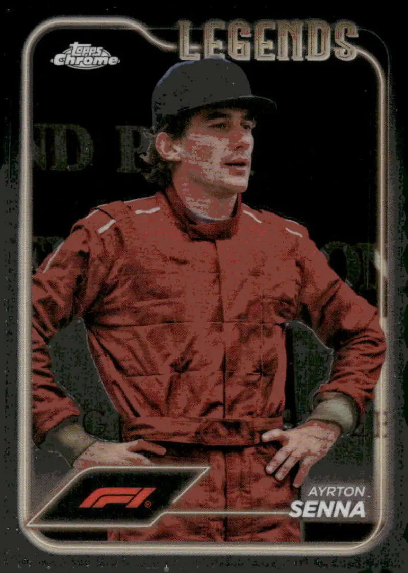 Ayrton Senna trading card from 2024 Topps Chrome Formula 1 collection