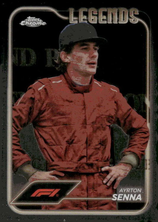 Ayrton Senna trading card from 2024 Topps Chrome Formula 1 collection