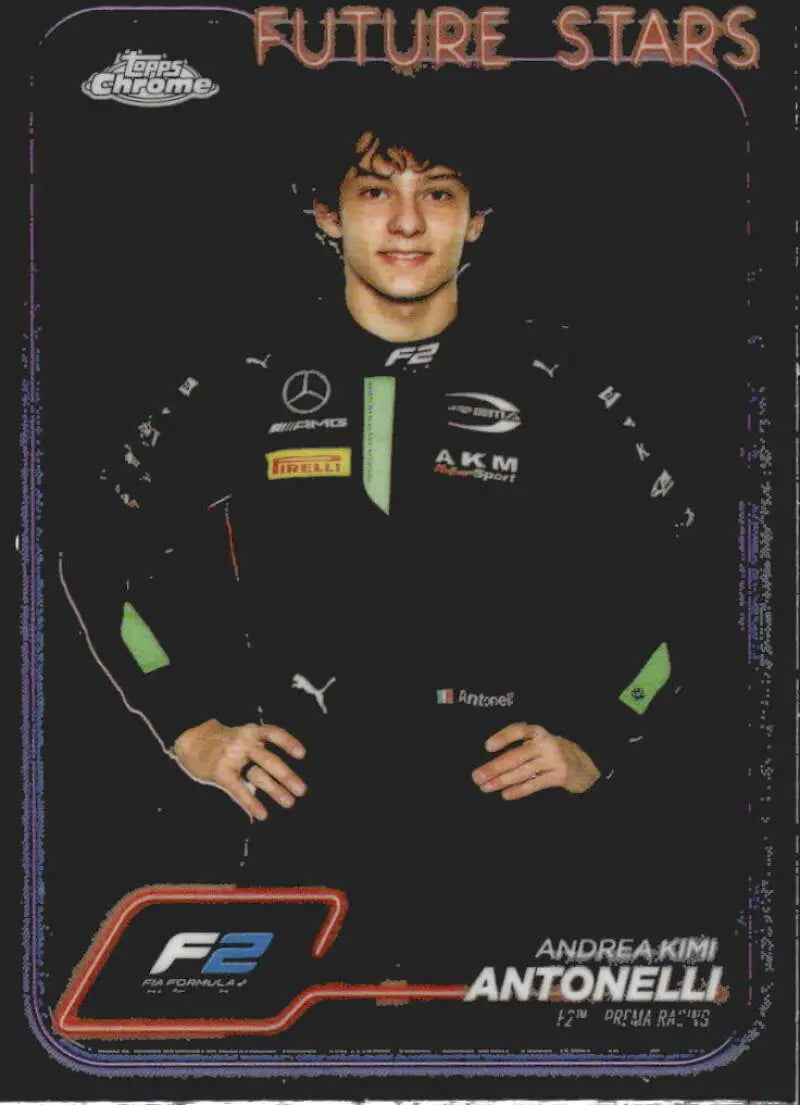 Andrea Kimi Antonelli Topps Chrome Future Stars trading card from 2024 Topps Chrome F1 collection