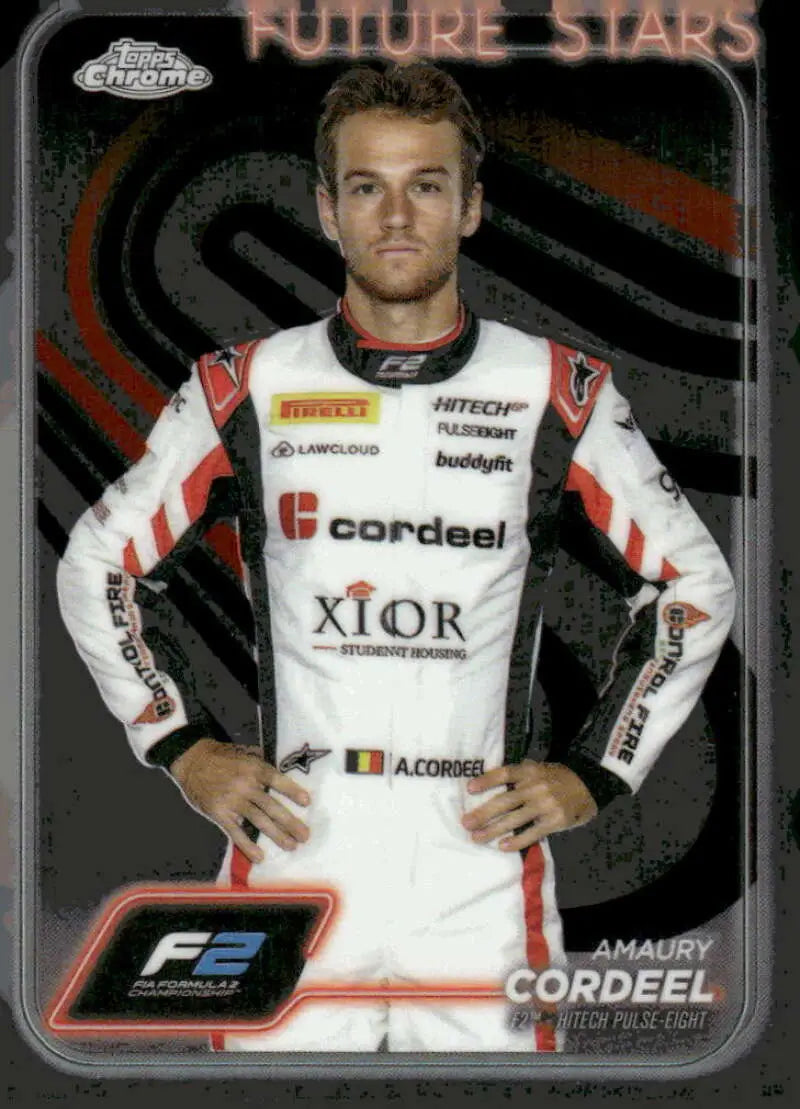 Amaury Cordeel Topps Chrome Formula 1 trading card for 2024 F2 Hitech Pulse-Eight Racing