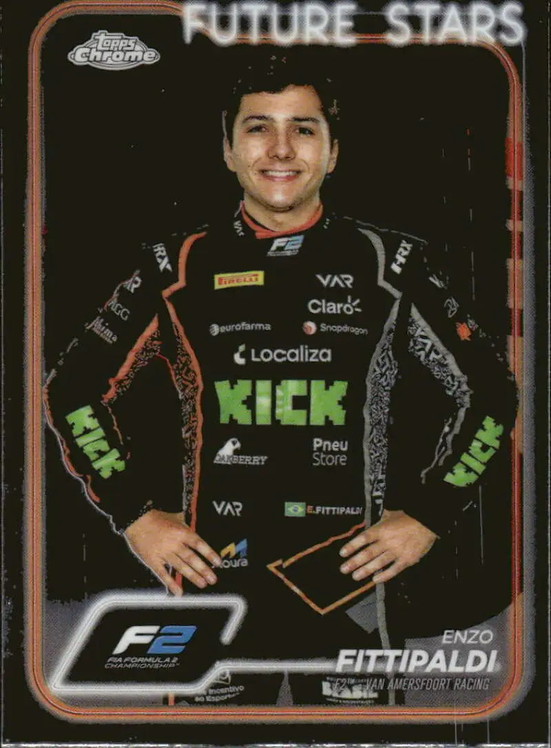 Enzo Fittipaldi Formula 2 trading card from 2024 Topps Chrome Van Amersfoort Racing