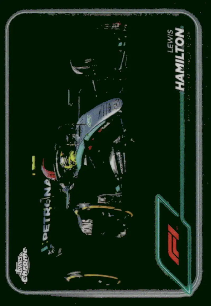 Lewis Hamilton trading card from 2024 Topps Chrome Formula 1 Petronas team racing card