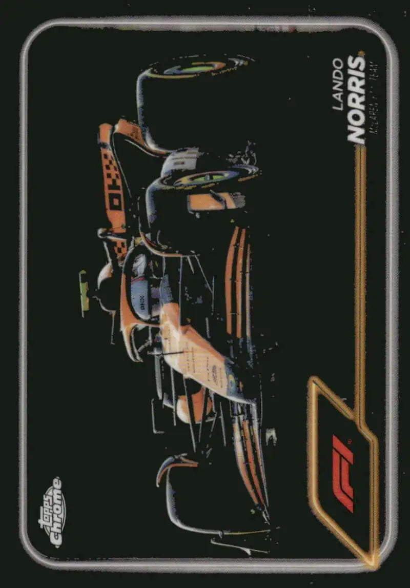 Lando Norris Topps Chrome Formula 1 trading card featuring McLaren F1 Team racing athlete