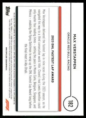 2024 Topps Chrome Formula 1 Max Verstappen #182 Award Winner Racing - Trading Card