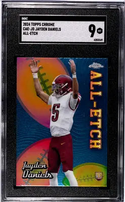 Graded 2024 Topps Chrome Jayden Daniels rookie football card SGC 9