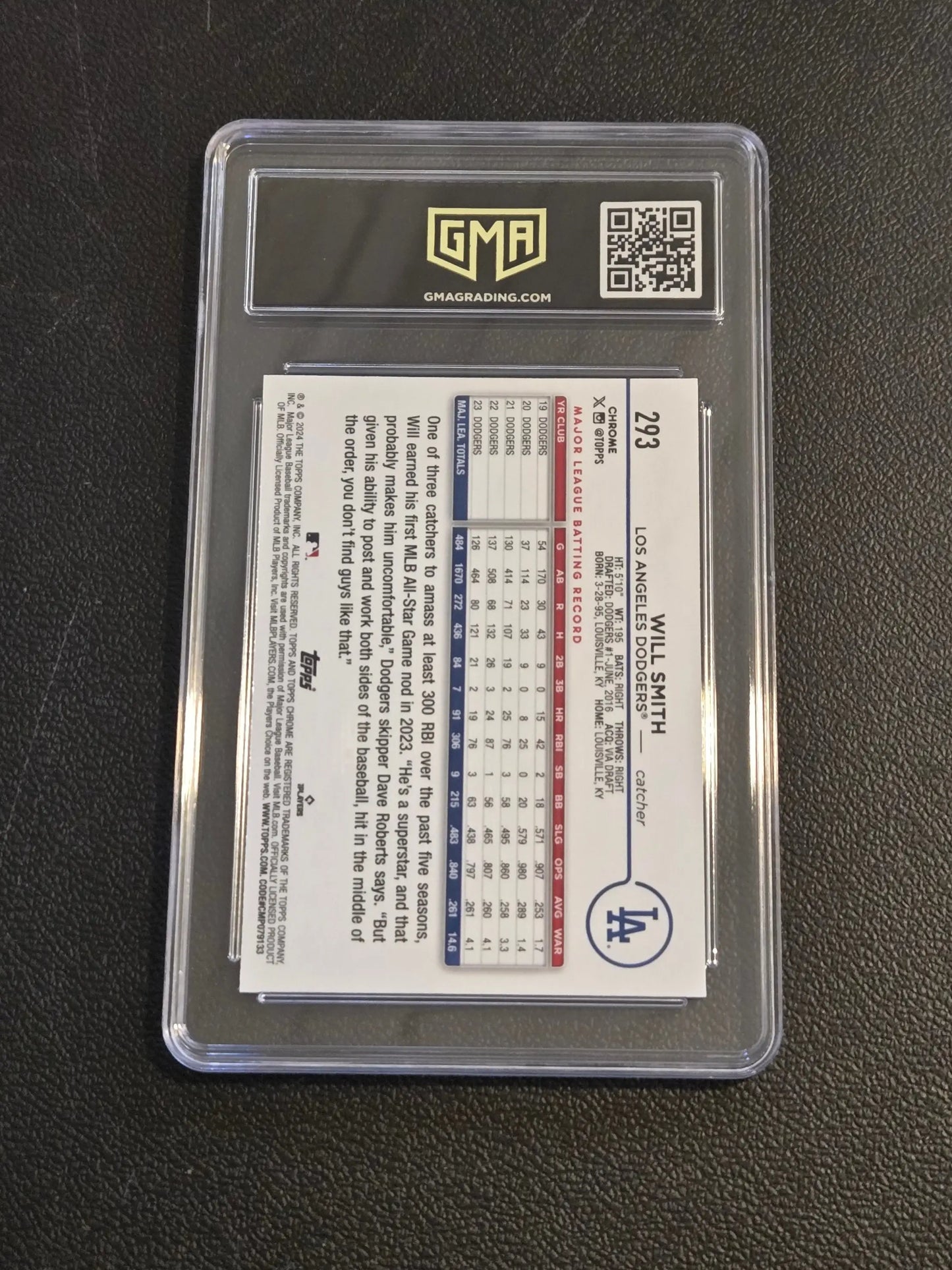 Graded Will Smith baseball card from 2024 Topps Chrome Logofractor Edition Smith Purple MLB