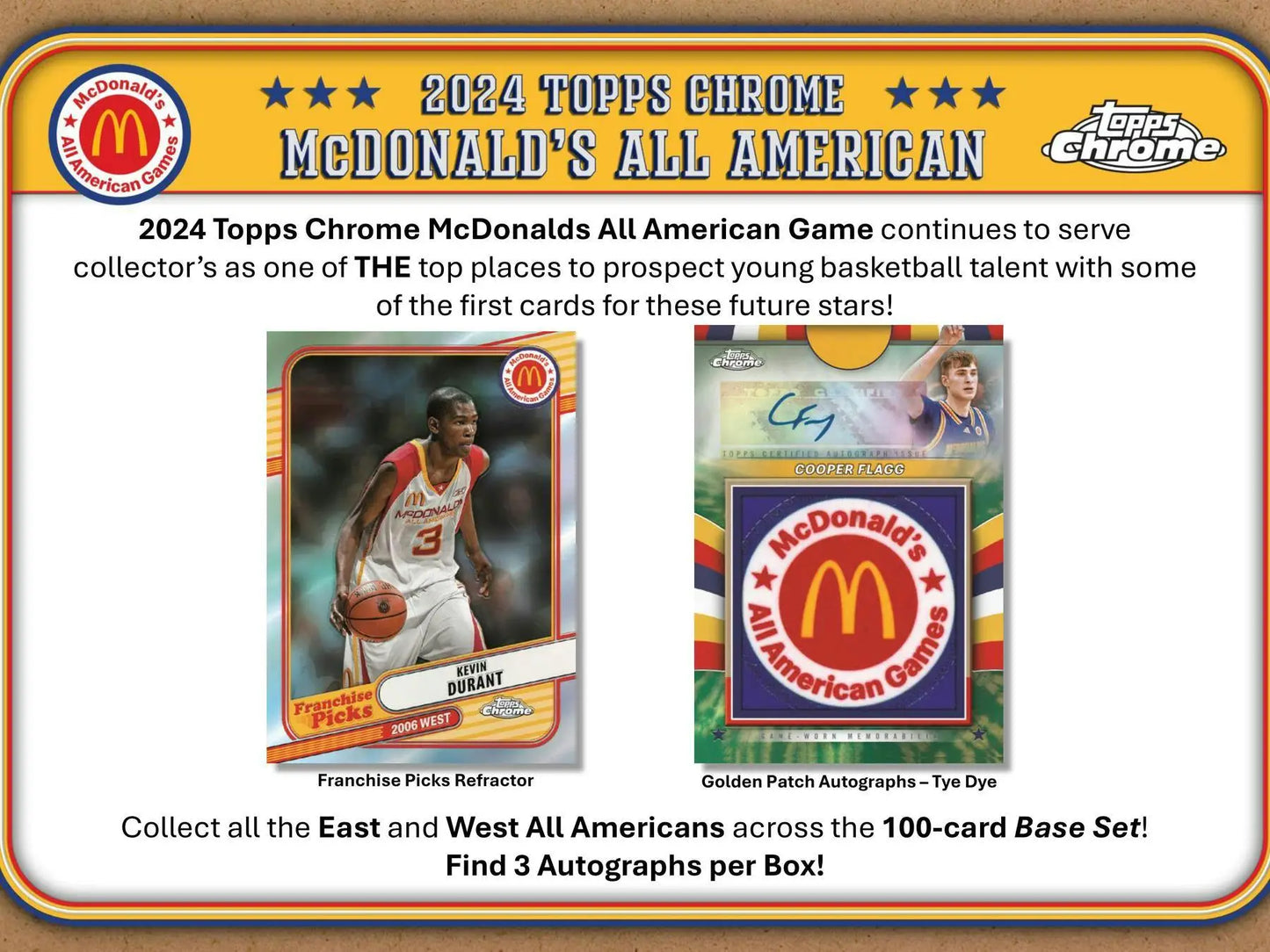2024 Topps Chrome McDonald’s All American basketball trading cards with McDonald’s logo refractor