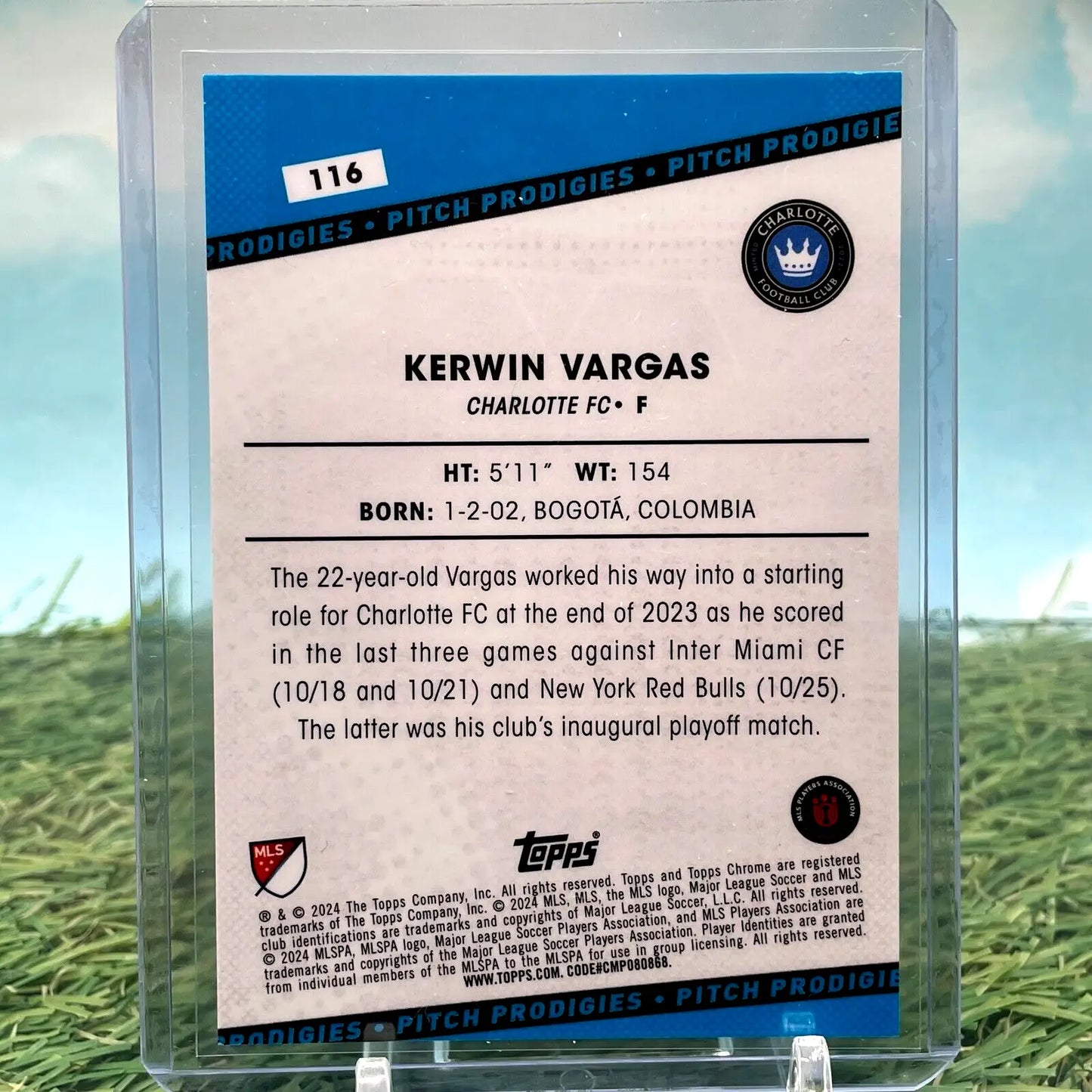 Kerwin Vargas 2024 Topps Chrome MLS Blue Refractor Rookie Card /150 for collectors