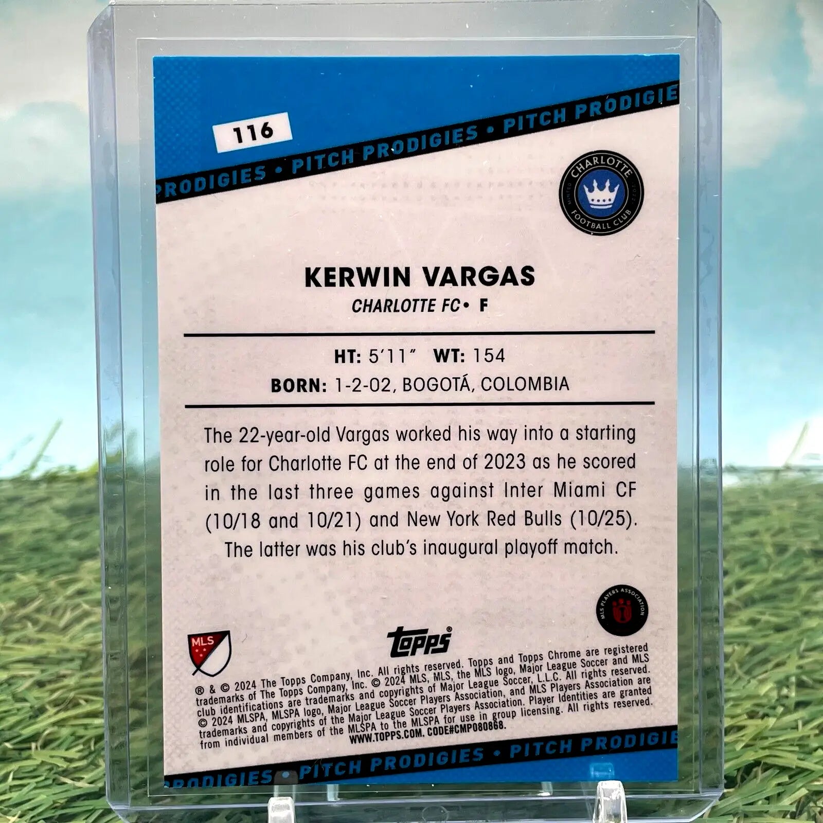 Kerwin Vargas 2024 Topps Chrome MLS Blue Refractor Rookie Card /150 for collectors