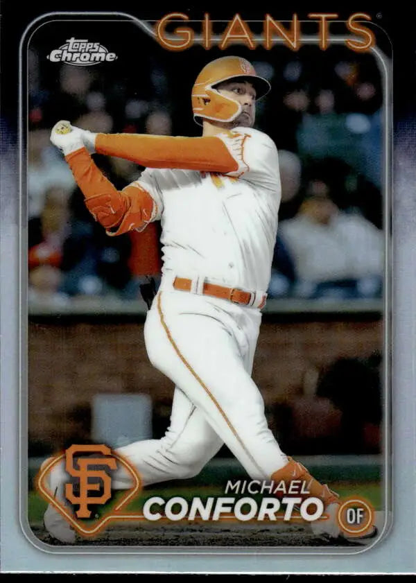 Baseball card of San Francisco Giants player in white uniform, Topps Chrome Refractor