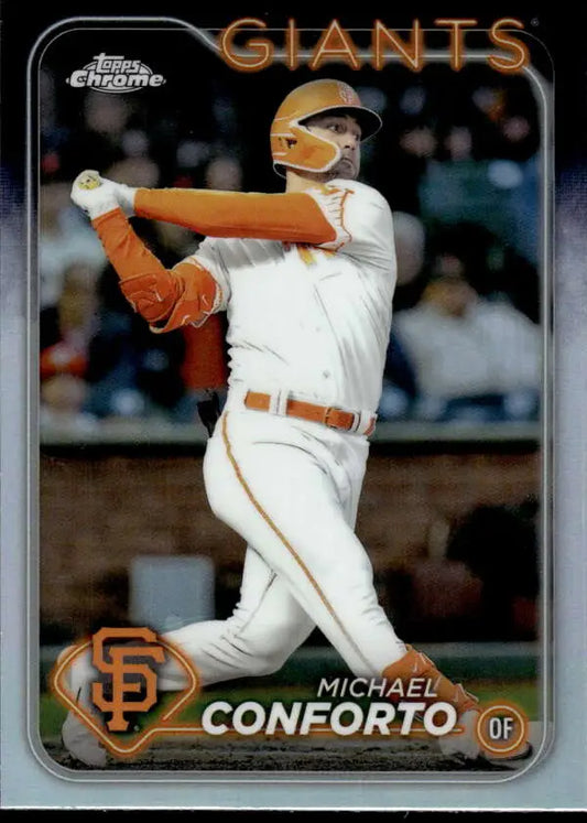 Baseball card of San Francisco Giants player in white uniform, Topps Chrome Refractor