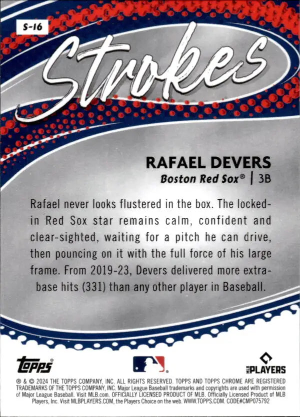 Rafael Devers Boston Red Sox trading card with red and blue design elements