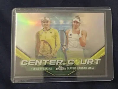 Tops Chrome Tennis trading card featuring Elena Rybakina and Beatriz Haddad Maia