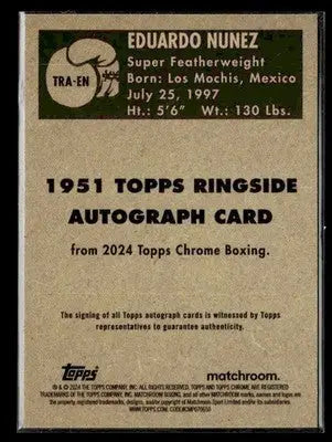 Vintage-style Topps Chrome trading card featuring Eduardo Nunez Ringside Autographs Refr