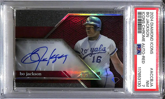 Graded Bo Jackson baseball card with autograph from 2024 Topps Diamond Icons Red Kansas City Royals