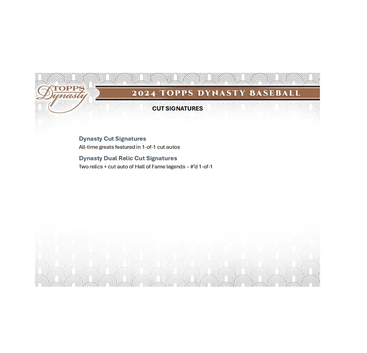 2024 Topps Dynasty Baseball Cut Signatures card from Topps Dynasty baseball hobby box