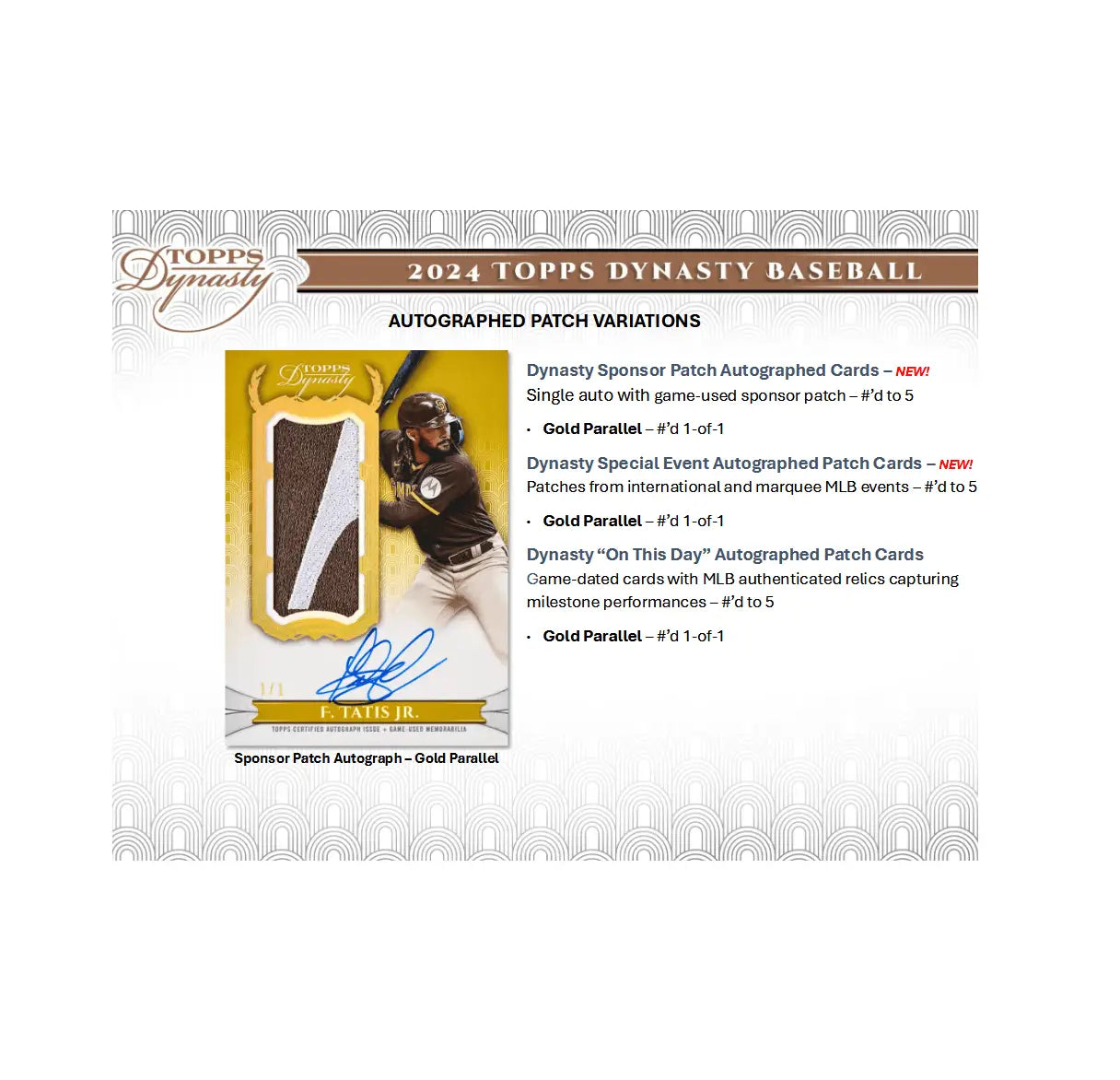 2024 Topps Dynasty Baseball autographed patch card variations in a Topps Dynasty Hobby Box