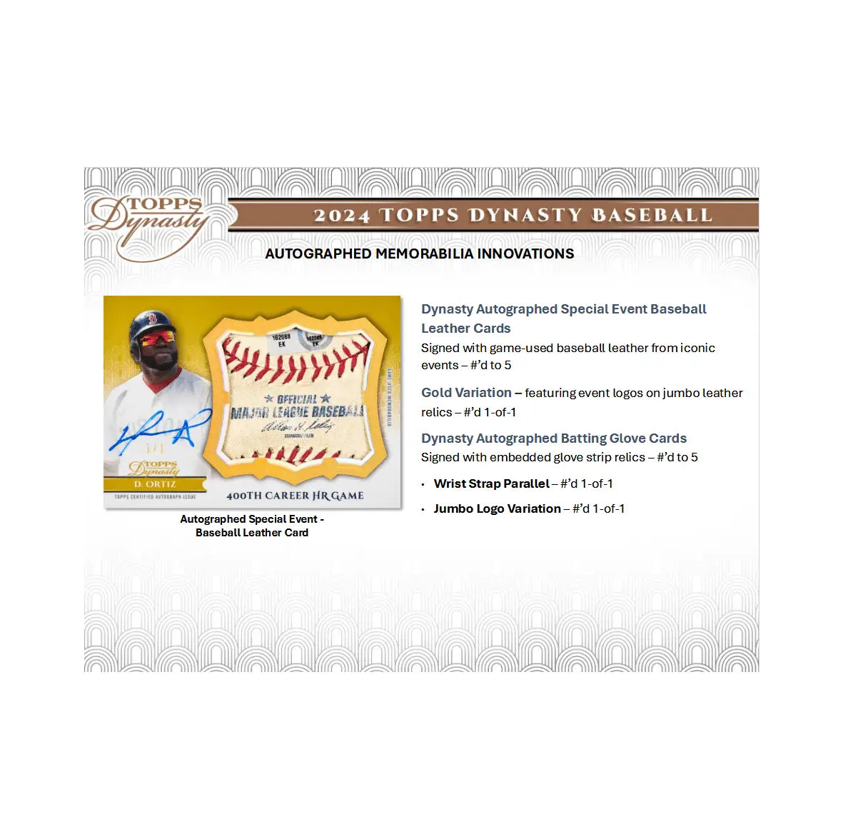 Autographed baseball memorabilia card from 2024 Topps Dynasty Baseball Hobby Box