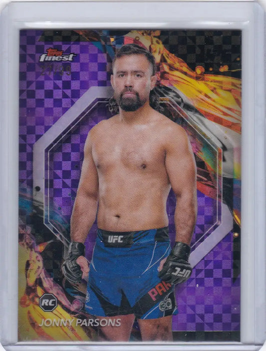 Jonny Parsons UFC trading card from 2024 Topps Finest RC Purple Checkerboard 27/99