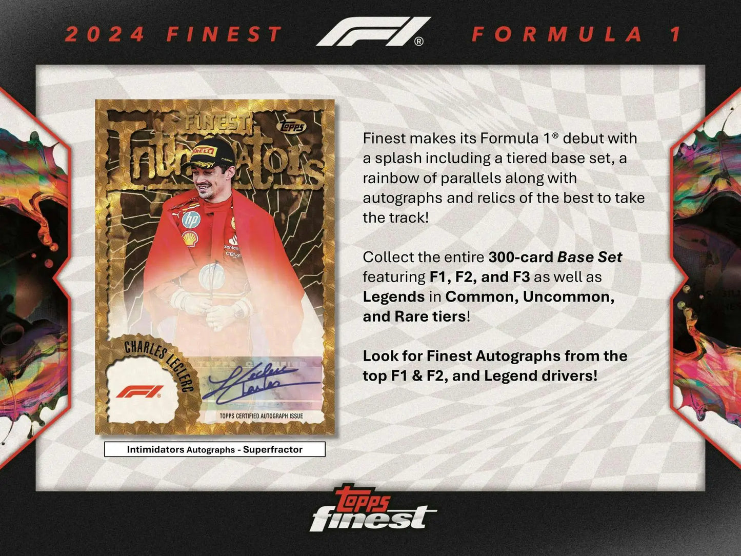 2024 Topps Finest F1 trading card with refractor gold and die-cut design