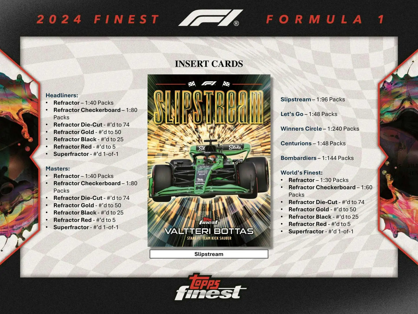 2024 Topps Finest F1 Hobby Box with finest Formula 1 insert cards including refractor gold