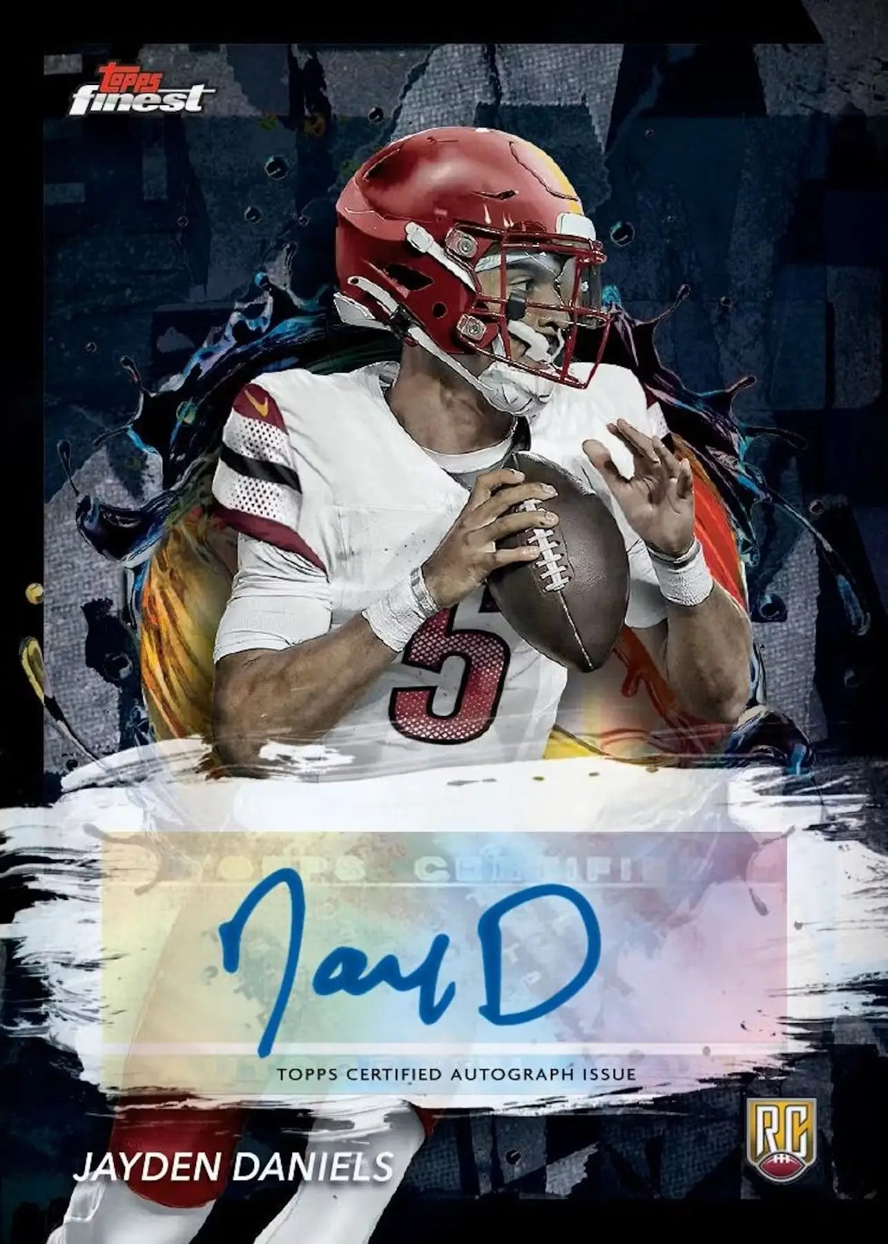 Jayden Daniels football card from 2024 Topps Finest Football Hobby Box, finest football card