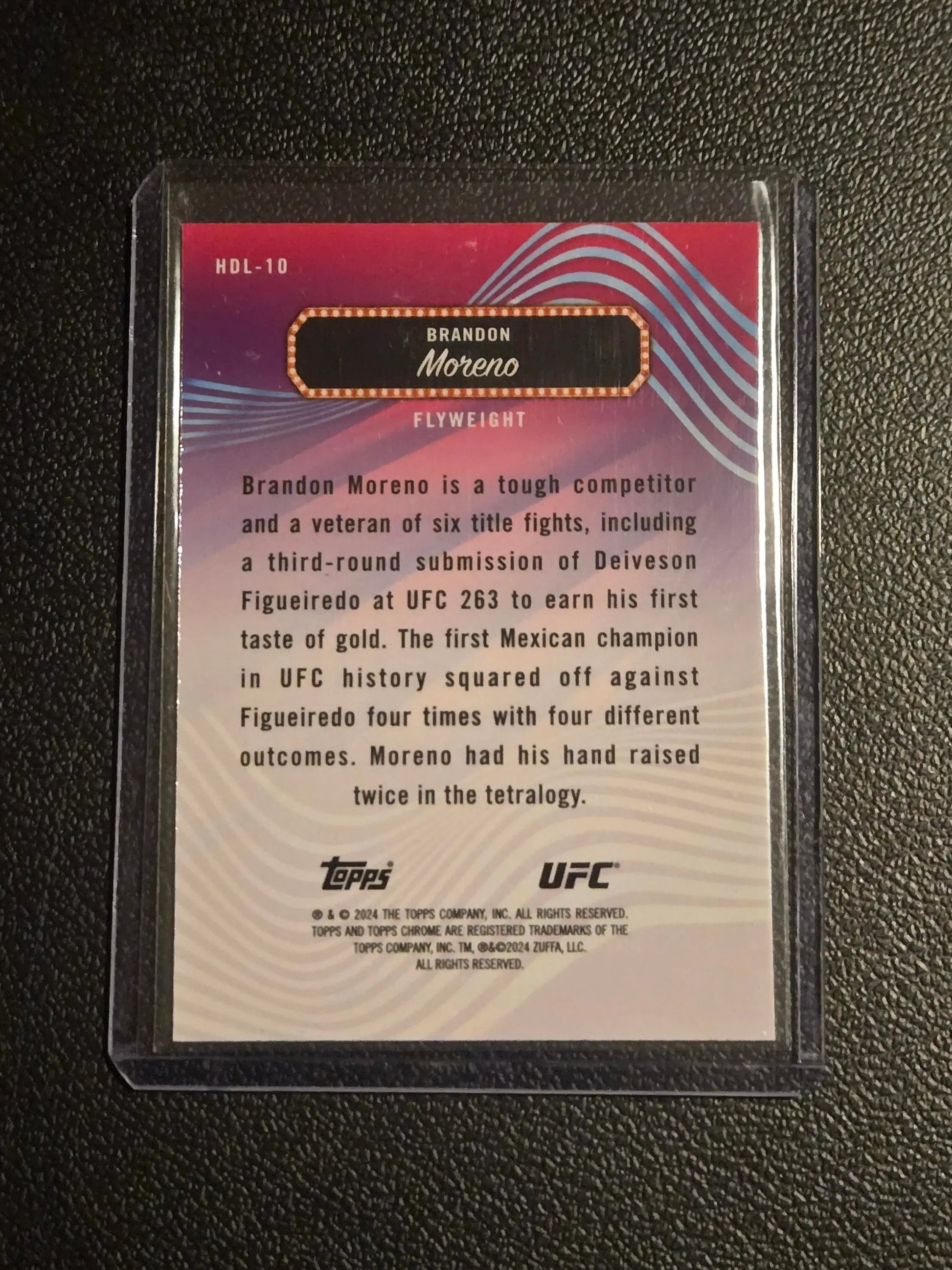 UFC trading card of Brandon Moreno Headliners from 2024 Topps Finest UFC collection