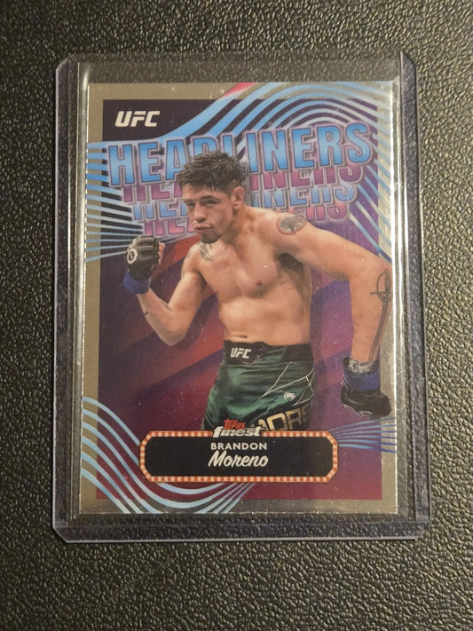 UFC Brandon Moreno Headliners collectible trading card from 2024 Topps Finest UFC series
