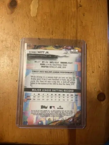 2024 Topps Finest Uncommon #176 Bobby Witt Jr. baseball card for collectors and fans