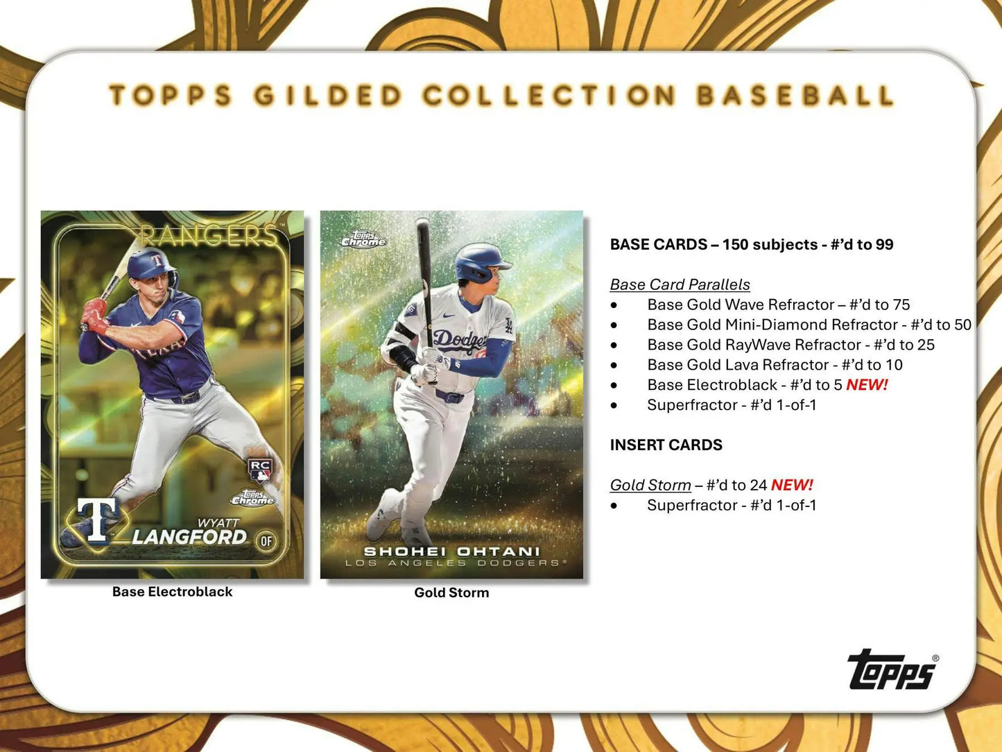 2024 Topps Gilded Collection Baseball Hobby Box with Topps Gilded and gold parallel cards