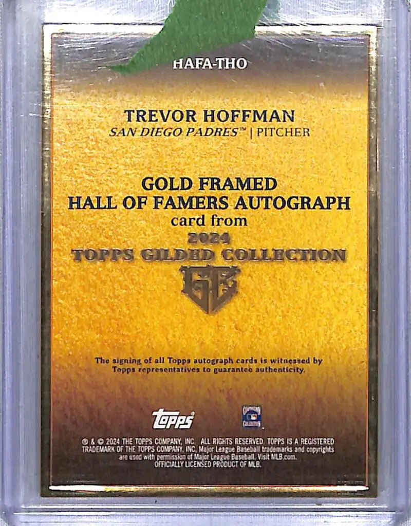 Gold-framed Trevor Hoffman baseball card from Topps Gilded Collection Hall of Famers