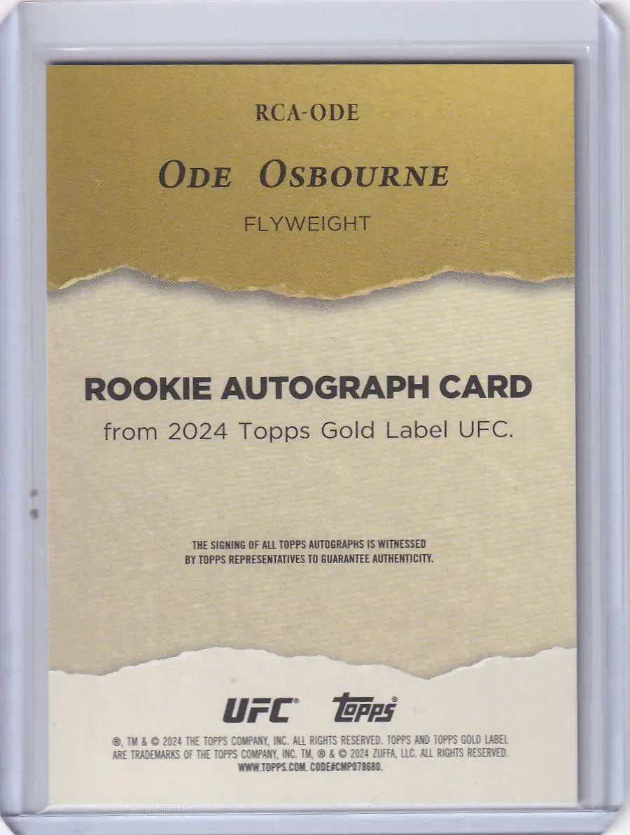 Ode Osbourne Rookie Autograph Card from 2024 Topps Gold Label Auto #RCA-ODE 26/99