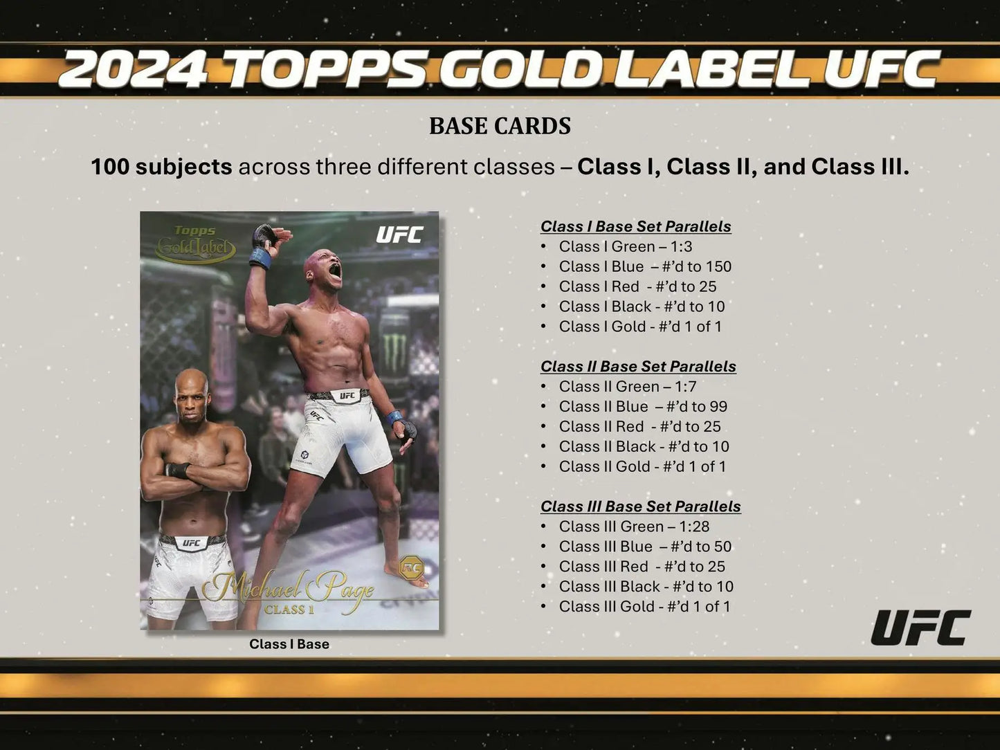 2024 Topps Gold Label UFC Hobby Box with Class III base set trading cards