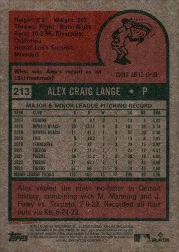 2024 Topps Heritage #213 Alex Lange NM-MT Tigers ID:70391 - Trading Cards