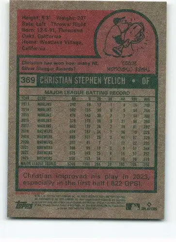 2024 Topps Heritage #369 Christian Yelich NM-MT Brewers ID:70440 - Trading Cards