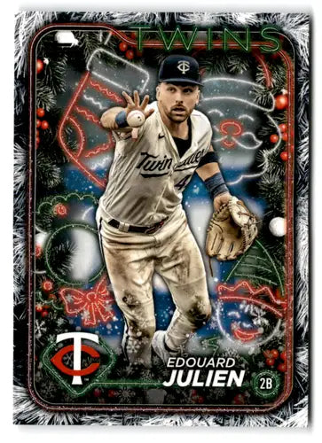 2024 Topps Holiday Holiday Tree Baseball Card featuring Edouard Julien Twins h174 NM-MT